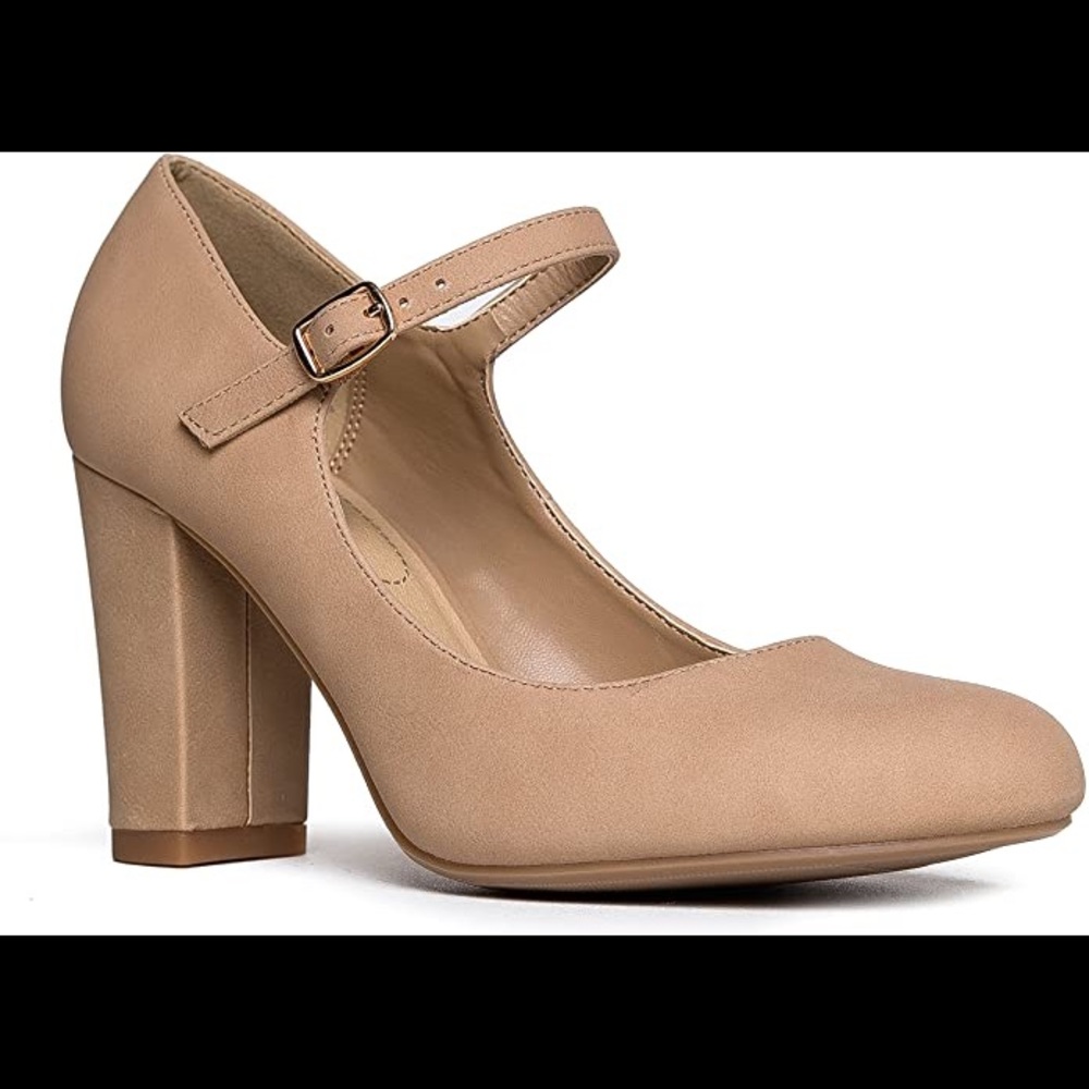 NWOT J.Adams Skippy Heels Round Toe Chunky High Heel Mary Jane Pumps
